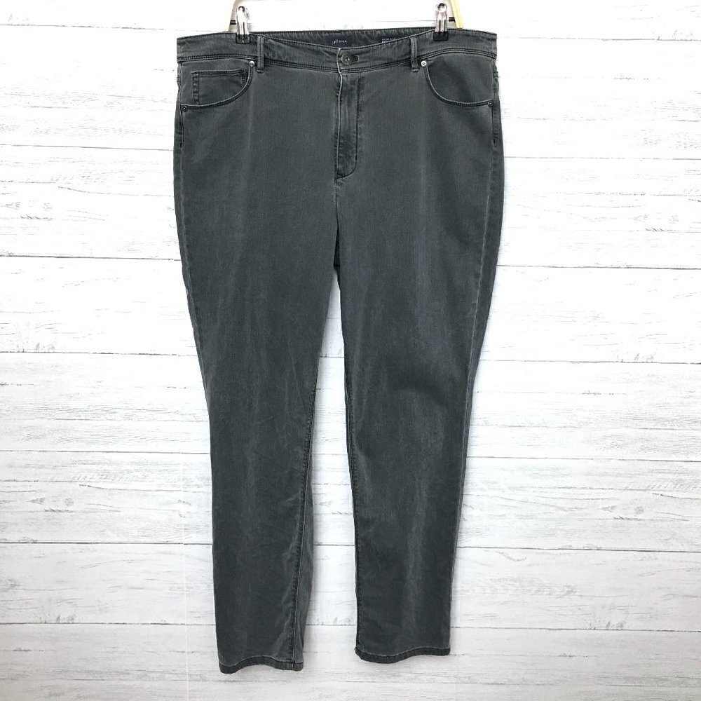 J. Jill Denim Womens Grey Jeans High Rise Straight Leg Stretch size 18 length 31